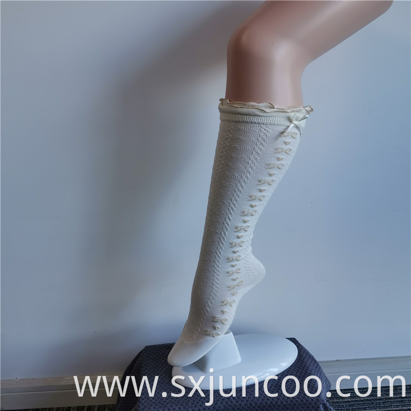 Dreamy White Lace Nylon Embroidered Princess High Socks
